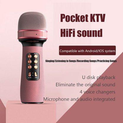 2-in-1 Wireless Bluetooth Microphone & Speaker – Voice Changer, Karaoke Mic with Echo & LED