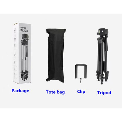 3120 Adjustable Phone & Camera Tripod Stand with Universal Clip Holder