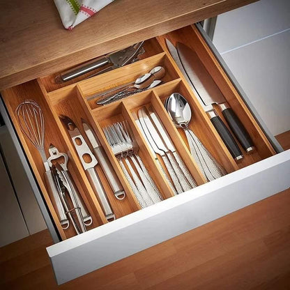 Multifunctional Expandable Bamboo Drawer Organizer