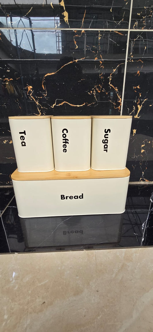 Bread Bin with Three Canister Set