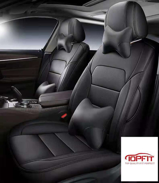 PU Leather Waterproof Car Seat Covers with Lumbar Support Pillows (5 Seater)