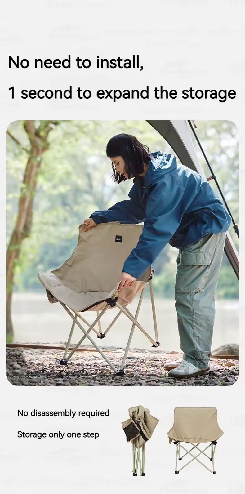 High Quality Canvas Naturehike Folding Moon Chair Portable Ultralight Chair for Outdoor Camping, Fishing, Picnic & Travel