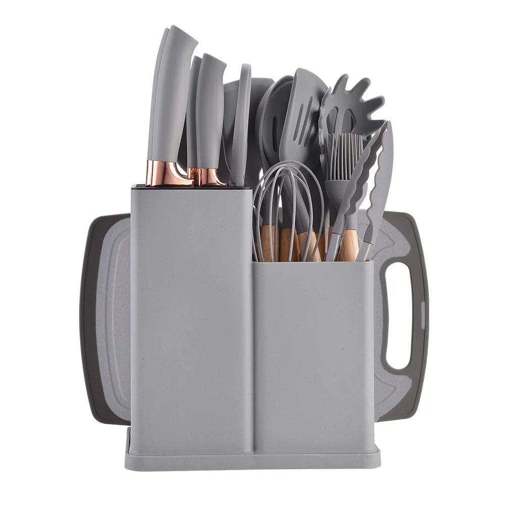 19-Piece Cooking Utensil & Silicone Knife Spoon Set All in One Kitchen Starter Kit
