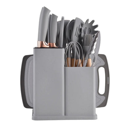 19-Piece Cooking Utensil & Silicone Knife Spoon Set All in One Kitchen Starter Kit