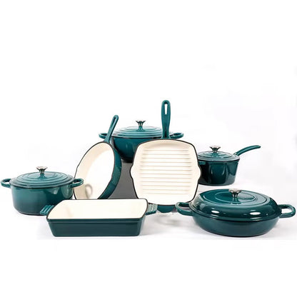 Enamel Cast iron cooking pots Ceramic Enamelled Cast Iron Cookware Set, Oven and Grill Safe