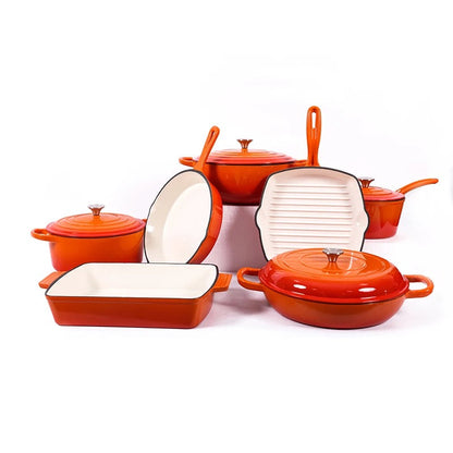 Enamel Cast iron cooking pots Ceramic Enamelled Cast Iron Cookware Set, Oven and Grill Safe
