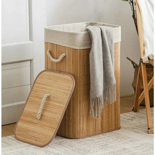 Foldable Bamboo Wooden Laundry Basket