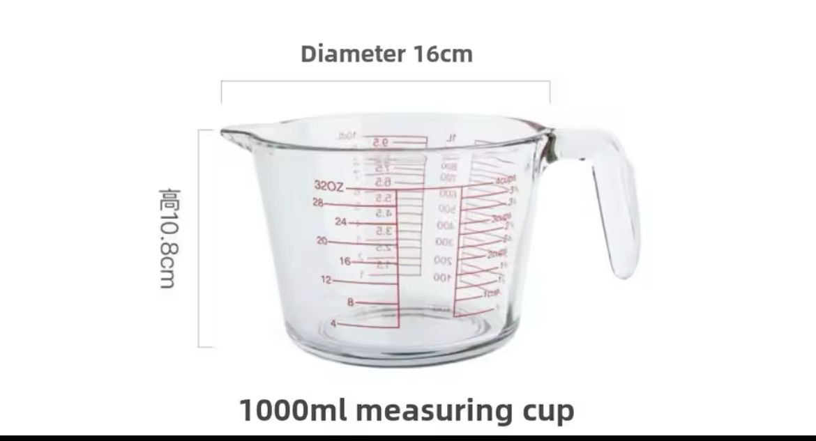 1000ml Glass Measuring Cup – Precise & Durable