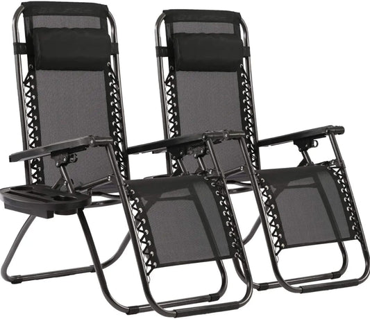 Zero Gravity Lounge Chair Reclining Chair Garden Sun Lounger Black