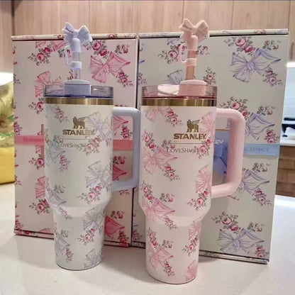 Stanley x LoveShackFancy Tumbler – 1.2L Floral Vacuum-Insulated Mug with Straw Lid