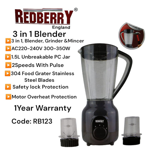Redberry 3 in 1 Blender 1.5L 350W