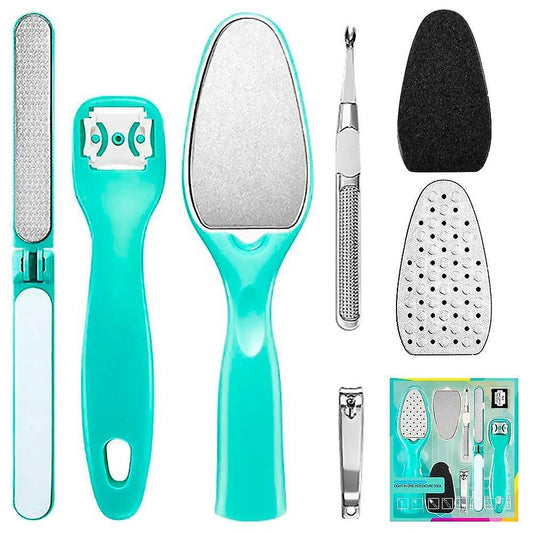 Stainless Steel Pedicure Kit Professional Exfoliation Calluses 7 Pcs Foot File Set For Women And Men At Home Or Travel Or Salon To Foot Care