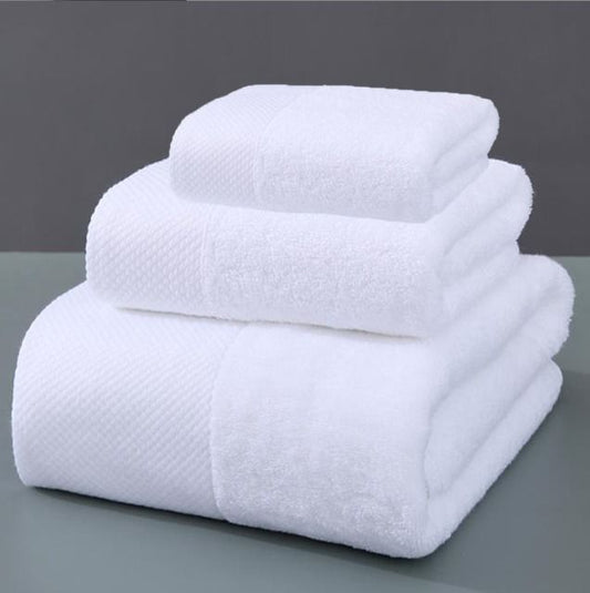 3-Piece Cotton Hotel Quality White Bath Towel Set