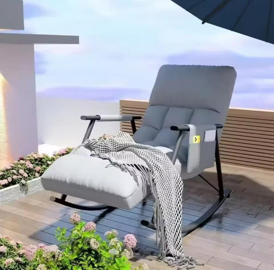 Rocking Recliner Chair with High Backrest and Adjustable Positions