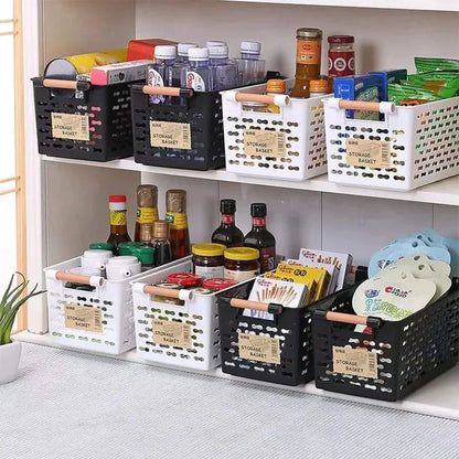 3 Piece Plastic Kitchen Pantry Organizer Storage Basket Multifunctional Baskets-3pcs