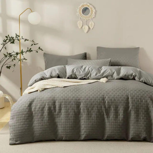 Waffle weaving poplin luxury soft Cotton Duvet cover set