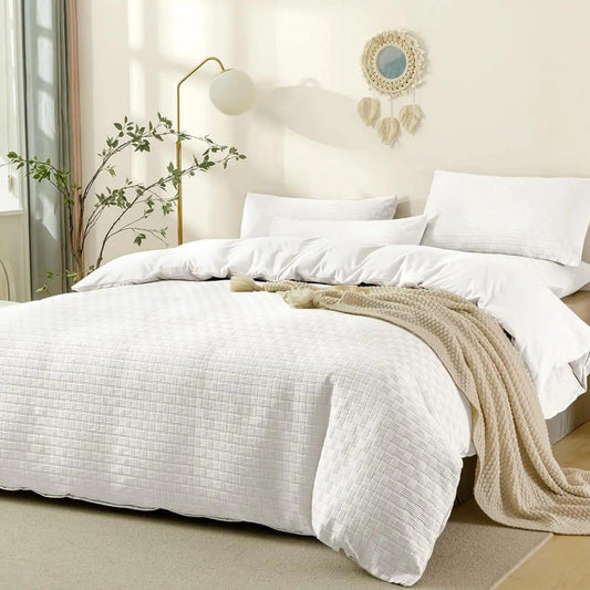 Waffle weaving poplin luxury soft Cotton Duvet cover set