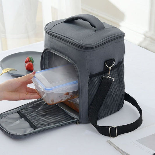 Premium 2 compartment Insulated Lunch Bag with Large Capacity / Multi-functional Crossbody Cooler bag for Office, Work, Camping, and Picnic