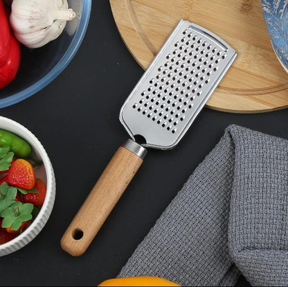 Stainless steel multipurpose grater  With wooden handle
