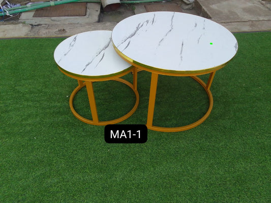 WHITE Nesting Coffee Table Marble Effect (MDF)