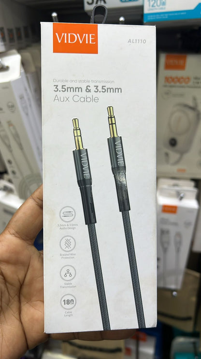 VIDVIE AL1110 3.5mm to 3.5mm Braided Aux Audio Cable – Durable & Stable Transmission (180cm)