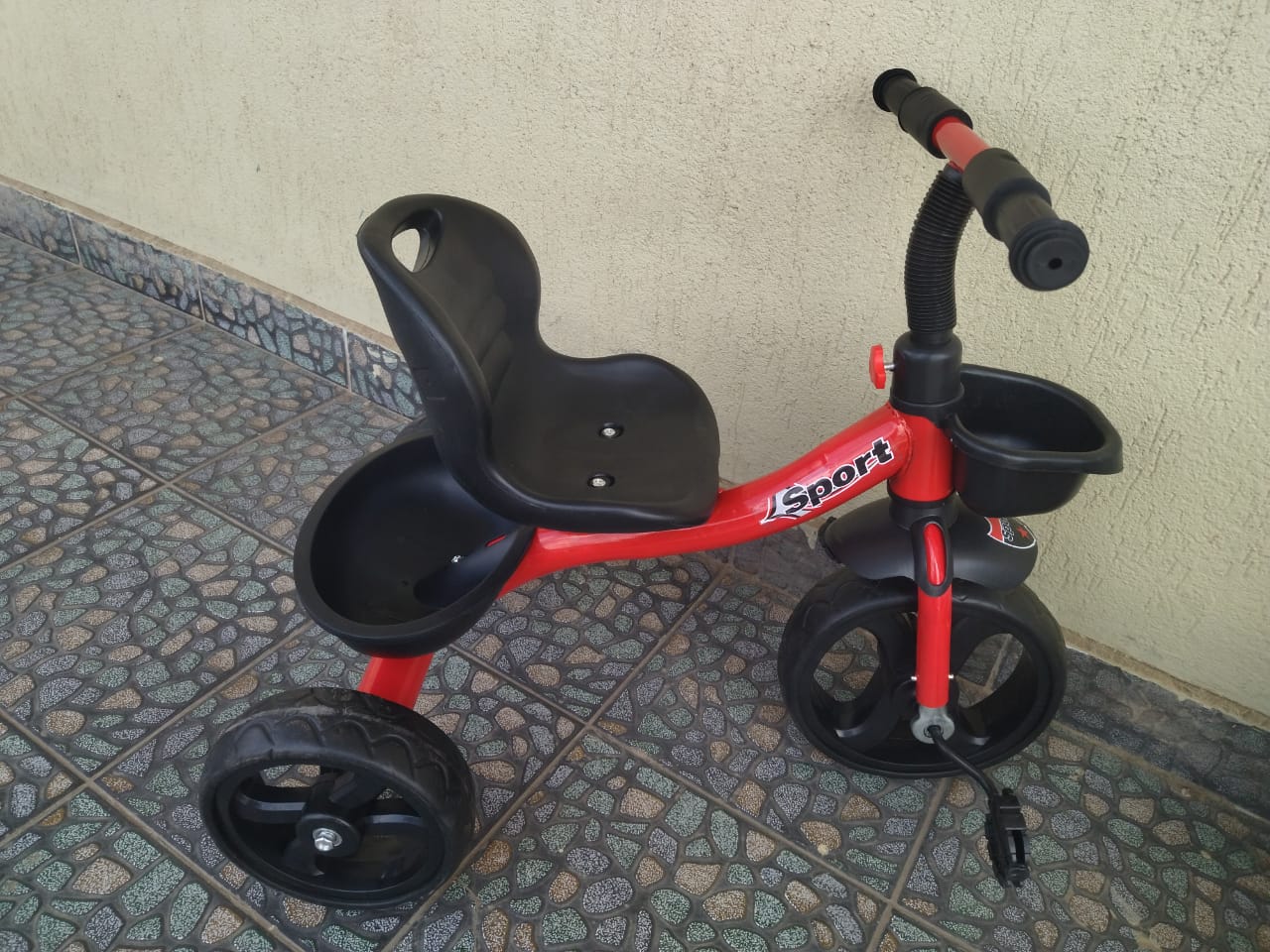 Kids Sport Tricycle – 3-Wheel Pedal Bike with Basket (Red / Blue / Yellow / Purple)