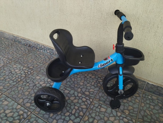 Kids Sport Tricycle – 3-Wheel Pedal Bike with Basket (Red / Blue / Yellow / Purple)
