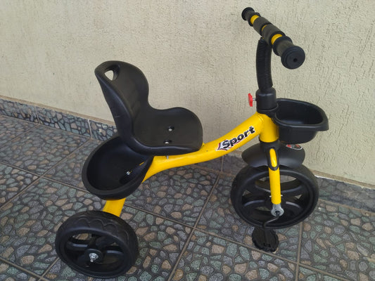 Kids Sport Tricycle – 3-Wheel Pedal Bike with Basket (Red / Blue / Yellow / Purple)