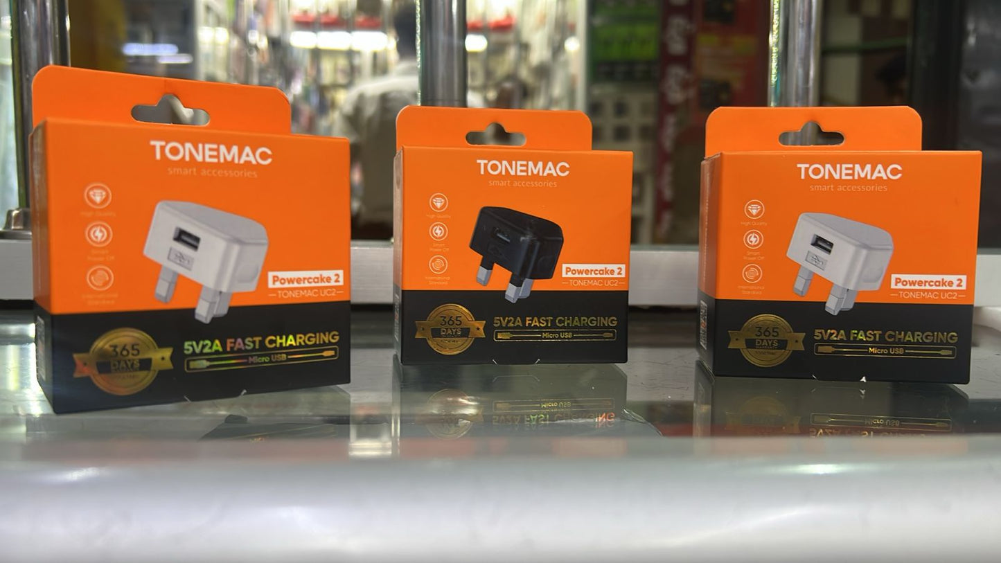 Tonemac Powercake 2 5V 2A Fast Charger with Micro USB Cable – Reliable Smart Adapter