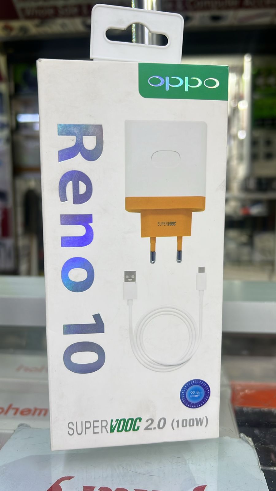 Oppo Reno 10 SuperVOOC 2.0 100W Fast Charger with Type-C Cable –High-Speed Adapter