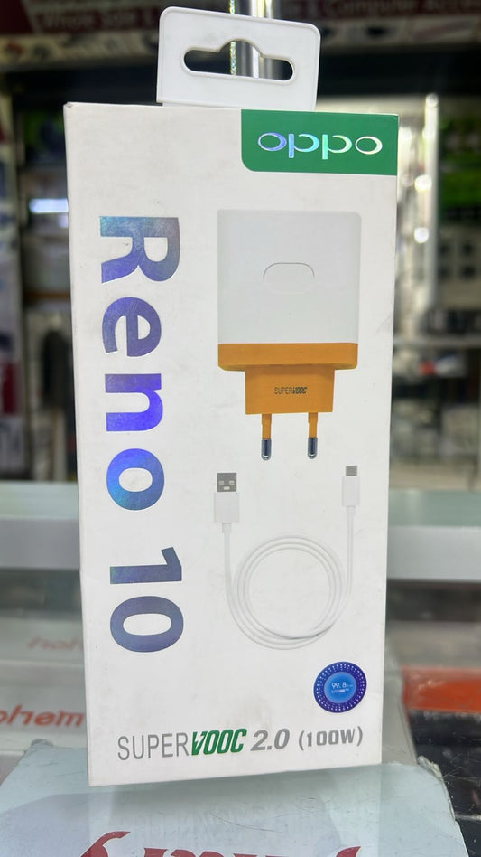 Oppo Reno 10 SuperVOOC 2.0 100W Fast Charger with Type-C Cable –High-Speed Adapter