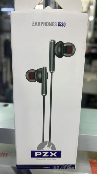 PZX 1530 Wired Earphones with Microphone – Deep Bass, HD Sound, and 3.5mm Jack