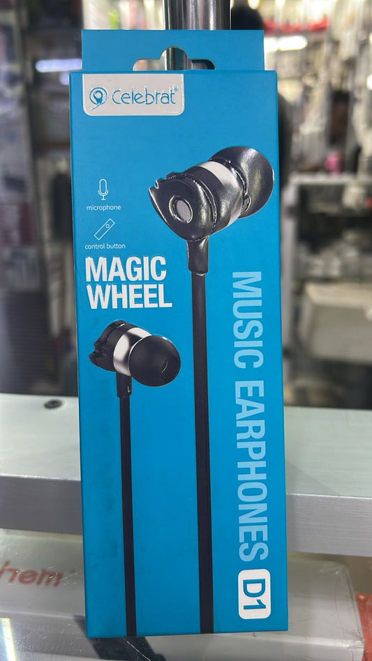 Celebrat D1 Magic Wheel Wired Earphones with Microphone – High Bass & Control Button