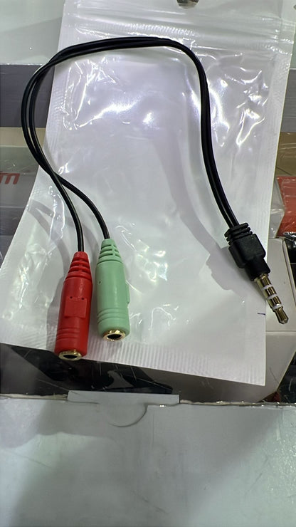 3.5mm Audio Splitter Cable – Dual Mic & Headphone Jack Adapter for PC, Laptop, and Headset