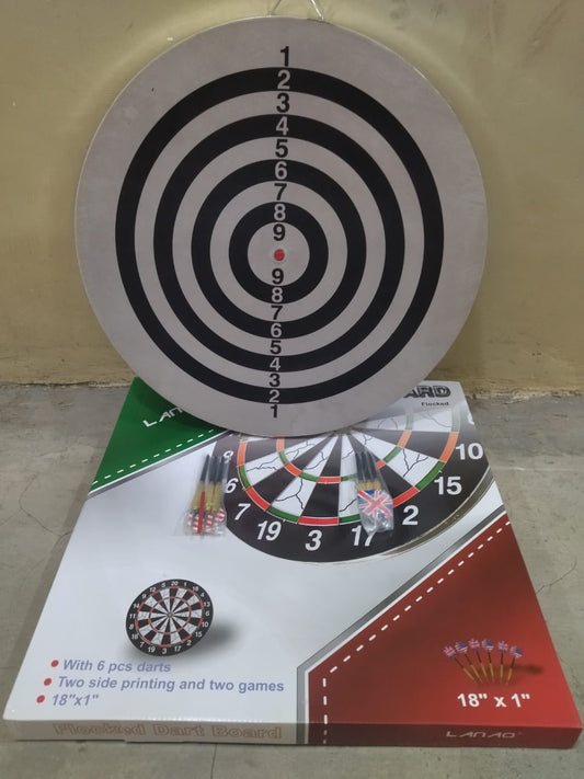 Professional Double-Sided Dart Board 18" with 6 Steel-Tip Darts