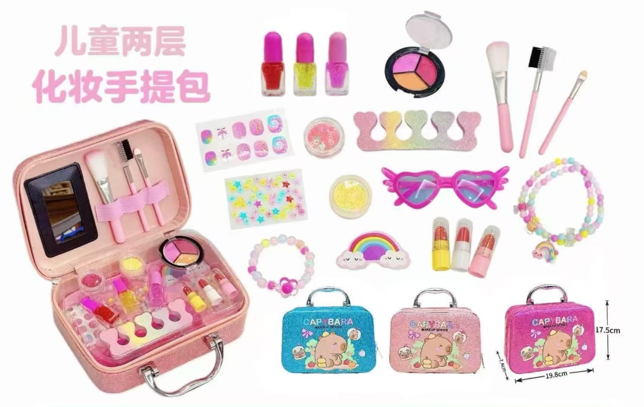 Girls Non-Toxic Makeup Series – Kids Cosmetic Beauty Play Set with Carry Case