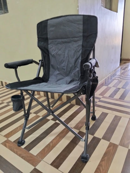 Heavy Duty Foldable Camping Chair – Portable Outdoor Seat with Cup Holder & Armrest