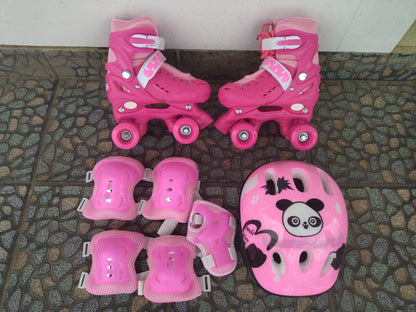 Quad Skate Shoes Full Set – Adjustable Roller Skates with Helmet & Pads (Small 31–34 / Medium 35–38)