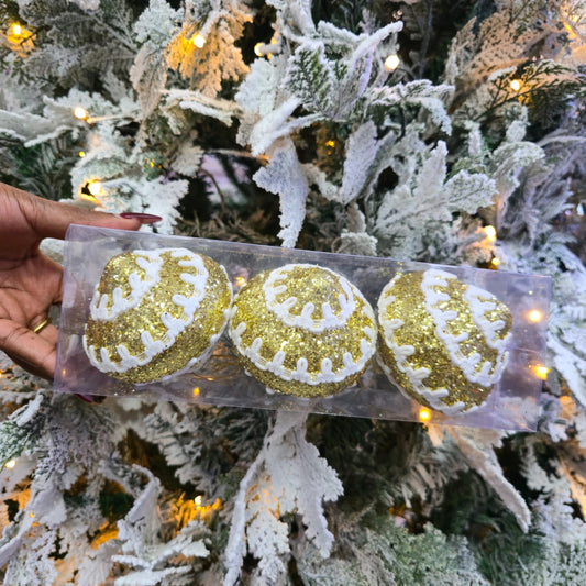 3pcs Gold Christmas Balls Set