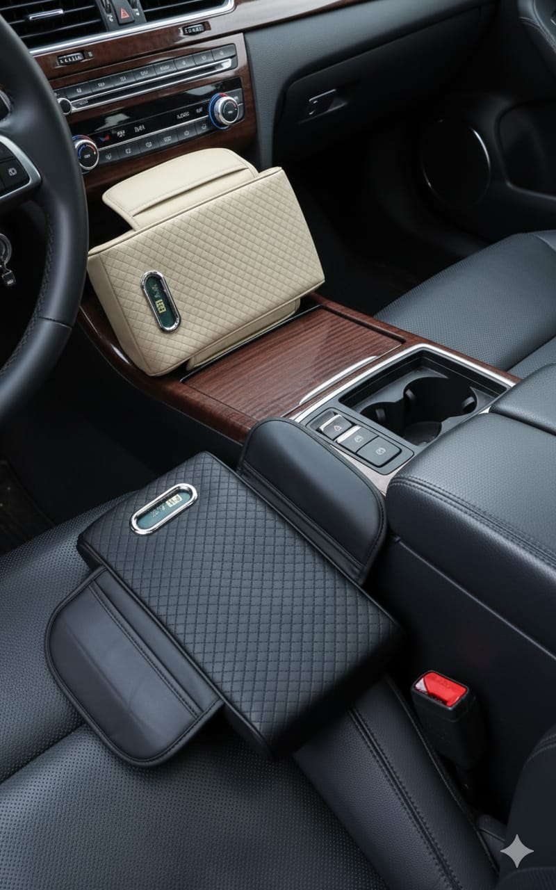 Universal Car Armrest with Tissue and Side Storage