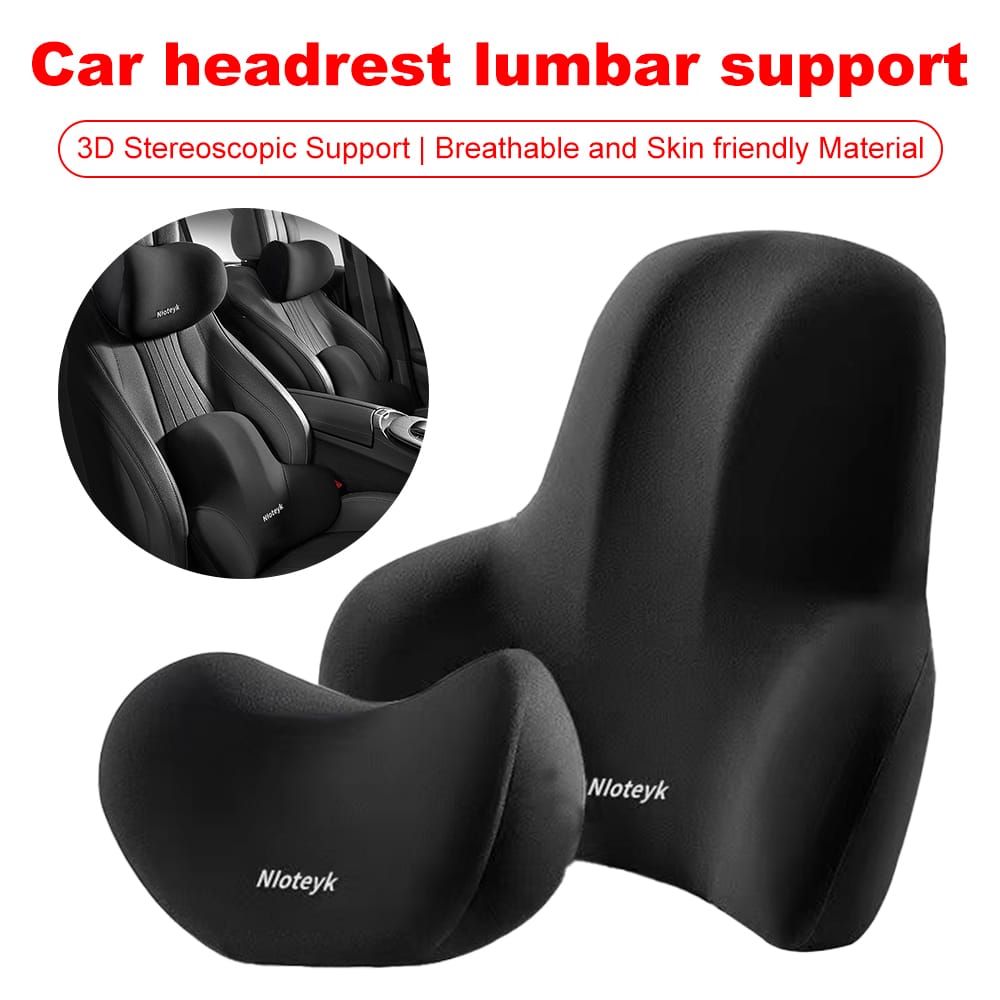 2-Piece Car Headrest and Lumbar Support Set