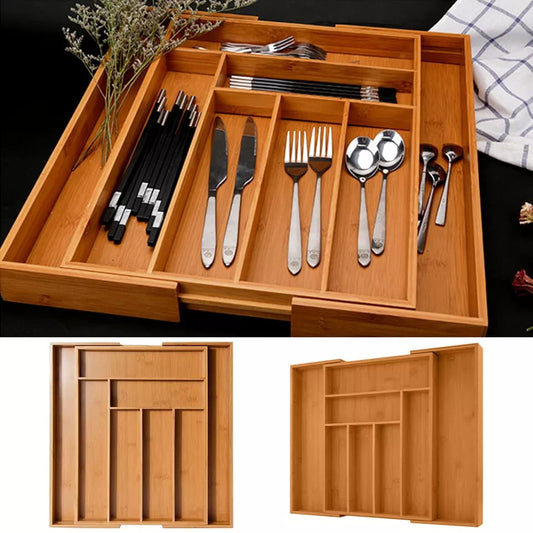 Multifunctional Expandable Bamboo Drawer Organizer