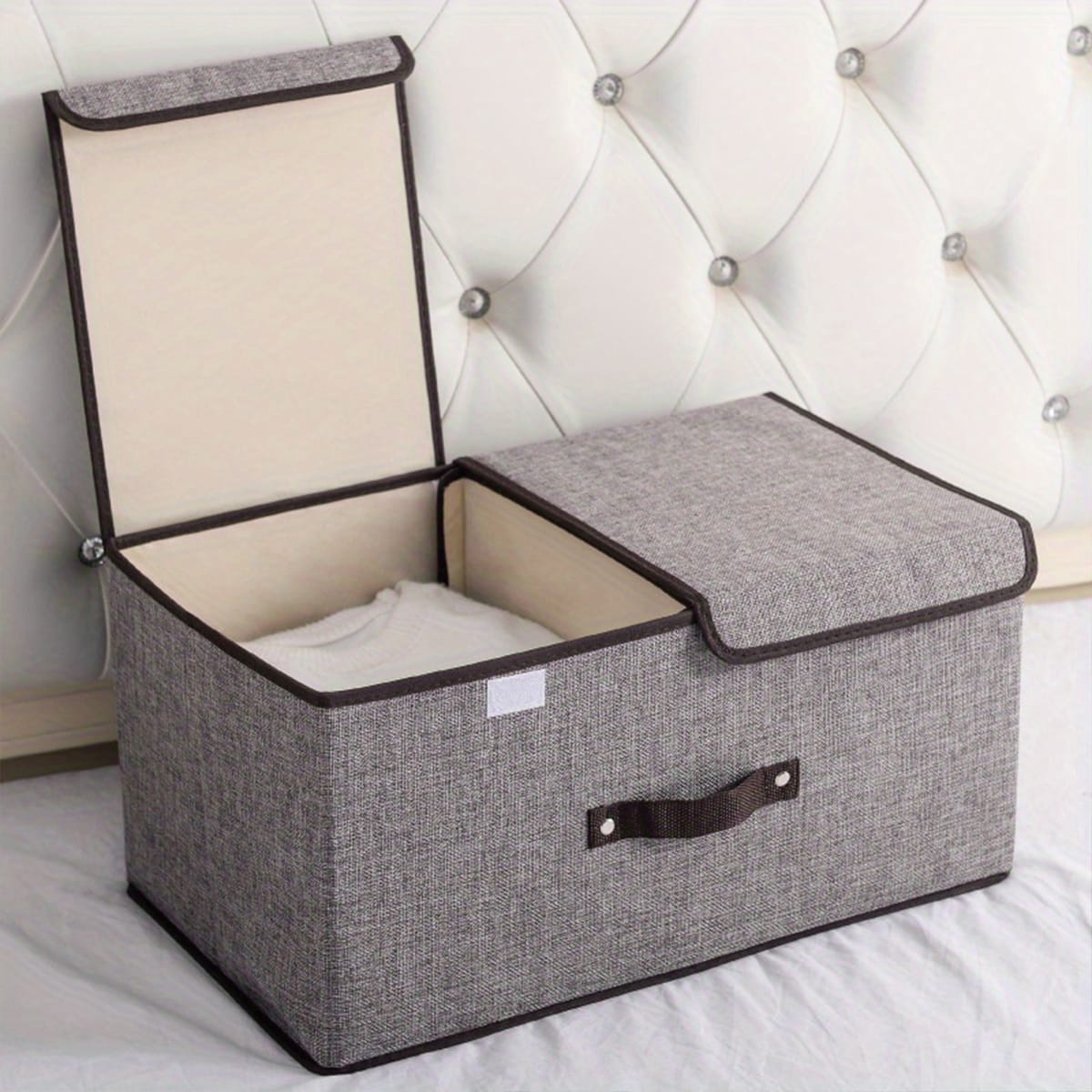 Foldable Cotton Linen Closet Storage Box with Double Cover