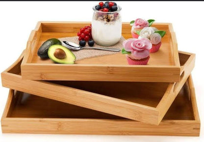 3-in-1 Multifunctional Bamboo Serving Tray Set