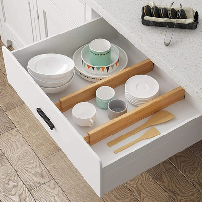 4-Set Adjustable Bamboo Drawer Dividers