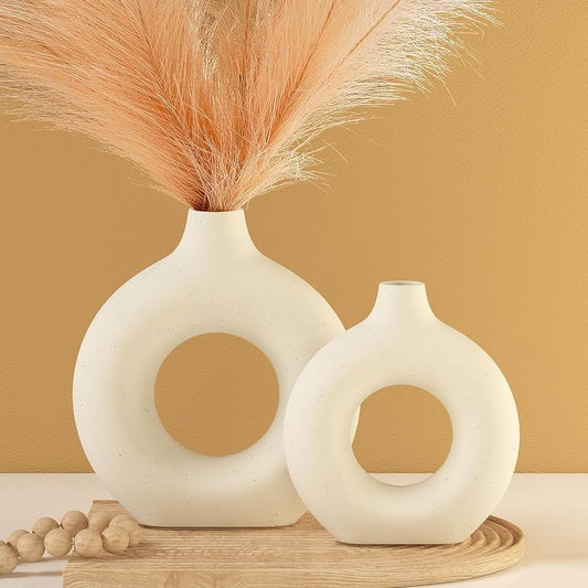 Porcelain Ceramic 2-in-1 Donut Flower Vases
