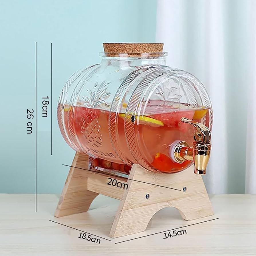 5L Horizontal Glass Drum Barrel Dispenser