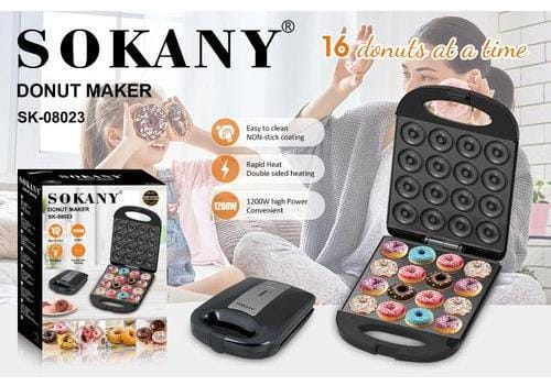 Sokany SK-08023 Donut Maker – 16-Slot Nonstick