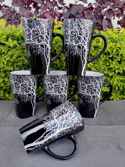 Set of 6 Black Tree Mugs