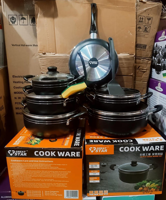 Great Star 14-Piece Black Cookware Set – Nonstick